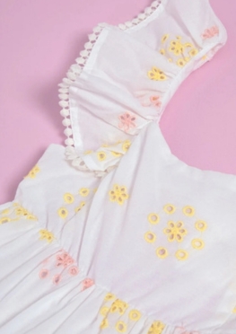Borderie Color Ruffled Dress