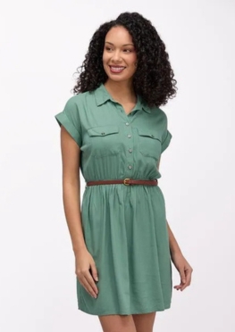 Indira Solid Green Pad Women Dress