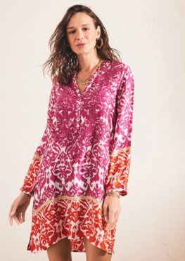 Embroidered And Printed Dress