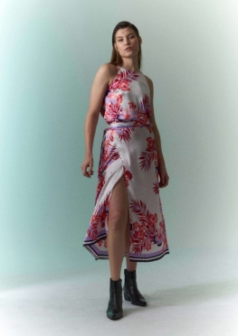 Fuchsia Printed Blouse Skirt