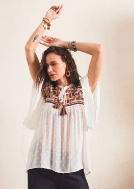 Embroided Blouse With Mirror
