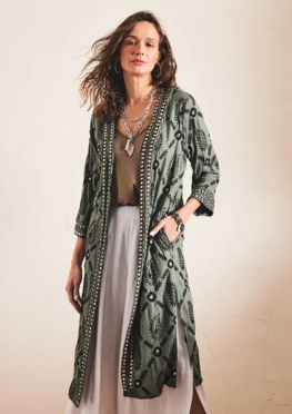 Kimono Embroidery With Mattalic Beads
