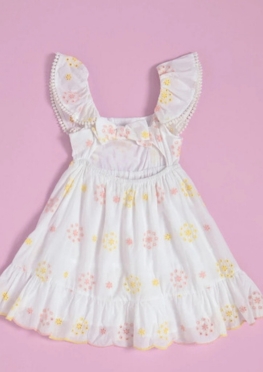 Borderie Color Ruffled Dress